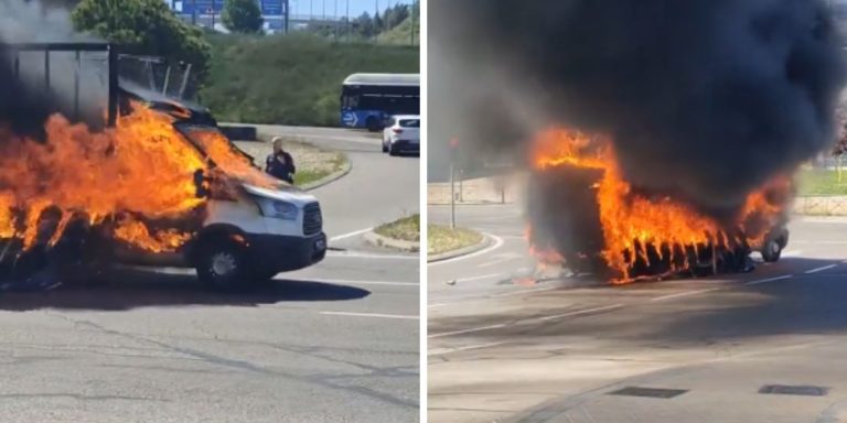VIDEO: Camión en llamas y sin conductor causó pánico en avenida de Madrid
