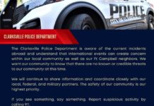 Policía de Clarksville afirma que no hay amenazas creíbles para la comunidad por tensión internacional