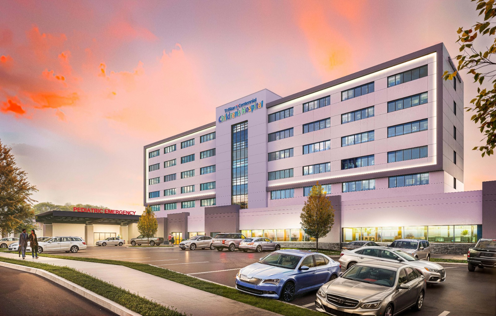 Recreación del TriStar Centennial Children’s Hospital y su entrada de urgencias pediátricas, que se ampliará con la inversión de TriStar Centennial