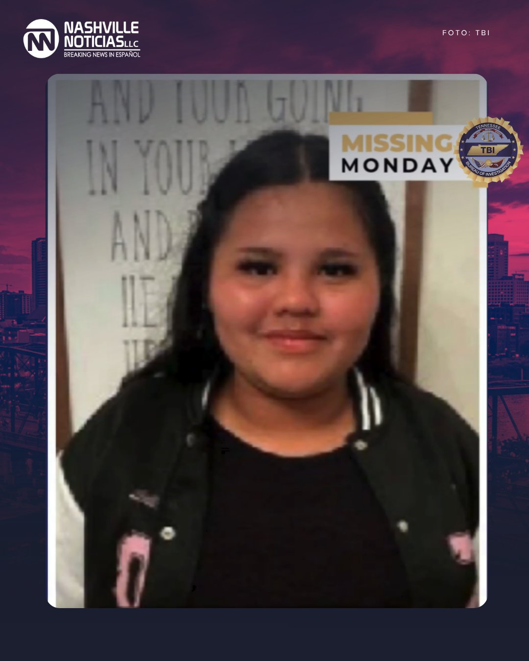 Lesly Lima, adolescente de 16 años desaparecida en Johnson City, en la ficha #MissingMonday del TBI